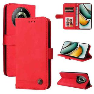 For Realme 11 Skin Feel Life Tree Metal Button Leather Phone Case(Red)