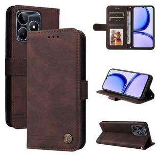 For Realme C53 / Narzo N53 Skin Feel Life Tree Metal Button Leather Phone Case(Brown)