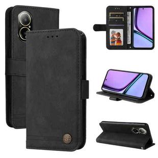 For Realme C67 4G Global Skin Feel Life Tree Metal Button Leather Phone Case(Black)