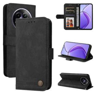For Realme 12 5G Skin Feel Life Tree Metal Button Leather Phone Case(Black)
