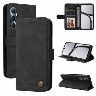 For Realme C65 4G Skin Feel Life Tree Metal Button Leather Phone Case(Black)