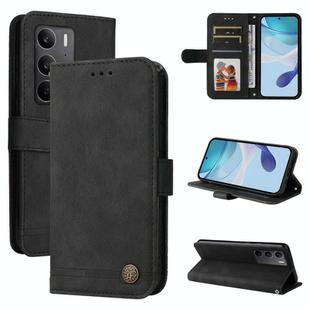 For Realme C75 / Realme 14x Skin Feel Life Tree Metal Button Leather Phone Case(Black)