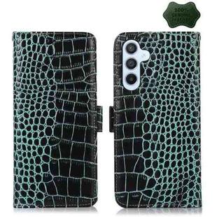For Samsung Galaxy M54 5G Crocodile Top Layer Cowhide Leather Phone Case(Green)