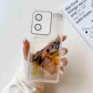 For OPPO Reno9 Pro Oil Painting Electroplating TPU Phone Case(White)