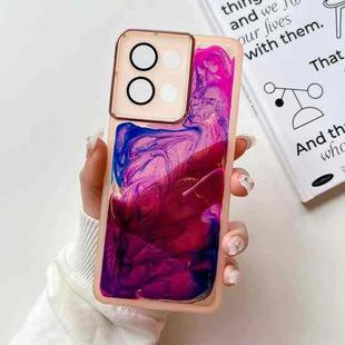 For OPPO Reno8 Oil Painting Electroplating TPU Phone Case(Pink)