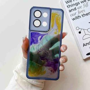 For OPPO Reno8 Oil Painting Electroplating TPU Phone Case(Blue)