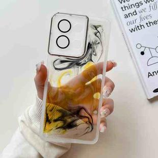 For OPPO Reno8 Oil Painting Electroplating TPU Phone Case(White)