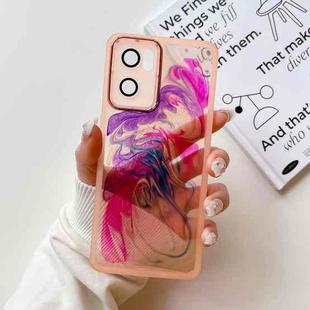 For OPPO Reno7 Oil Painting Electroplating TPU Phone Case(Pink)