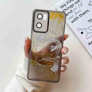 For OPPO Reno7 Oil Painting Electroplating TPU Phone Case(Grey)