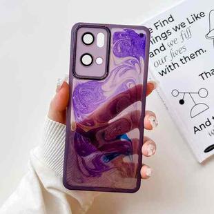 For OPPO Reno7 Pro Oil Painting Electroplating TPU Phone Case(Purple)