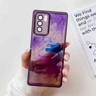 For OPPO Reno6 Pro Oil Painting Electroplating TPU Phone Case(Purple)