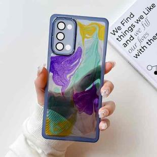 For OPPO Reno5 Pro Oil Painting Electroplating TPU Phone Case(Blue)