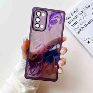 For OPPO Reno5 Pro Oil Painting Electroplating TPU Phone Case(Purple)