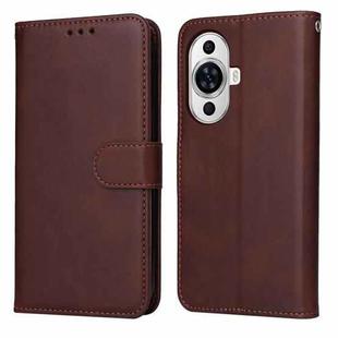 For Huawei nova 11 Classic Calf Texture Flip Leather Phone Case(Brown)