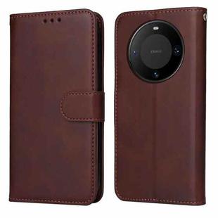 For Huawei Mate 60 Classic Calf Texture Flip Leather Phone Case(Brown)