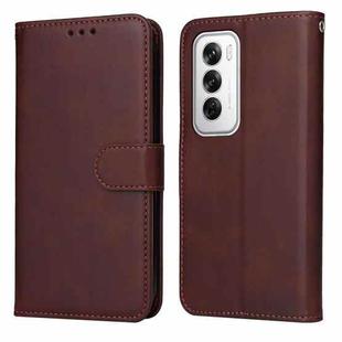 For OPPO Reno12 5G Global Classic Calf Texture Flip Leather Phone Case(Brown)