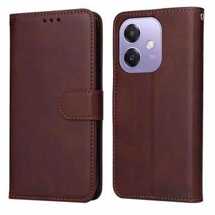 For OPPO A3x 4G / A3x 5G India Classic Calf Texture Flip Leather Phone Case(Brown)