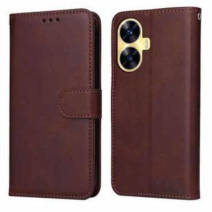 For Realme C55 Classic Calf Texture Flip Leather Phone Case(Brown)