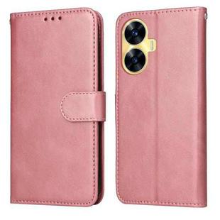 For Realme C55 Classic Calf Texture Flip Leather Phone Case(Rose Gold)