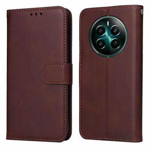 For Realme 12+ Classic Calf Texture Flip Leather Phone Case(Brown)