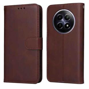 For Realme 12 Classic Calf Texture Flip Leather Phone Case(Brown)