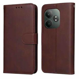 For Realme GT 6 / GT Neo6 SE Classic Calf Texture Flip Leather Phone Case(Brown)