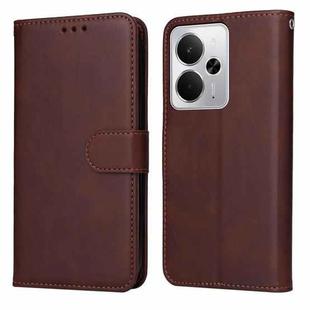 For Realme 14 Global Classic Calf Texture Flip Leather Phone Case(Brown)