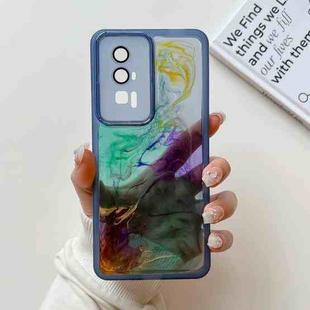 For Xiaomi Redmi K60 Oil Painting Electroplating TPU Phone Case(Blue)