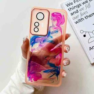 For Xiaomi Redmi K50 Ultra Oil Painting Electroplating TPU Phone Case(Pink)