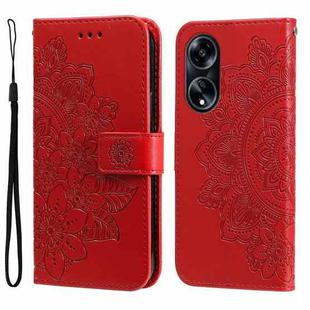 For OPPO A1 5G 7-petal Flowers Embossing Leather Phone Case(Red)