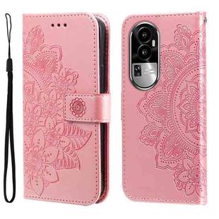 For OPPO Reno10 7-petal Flowers Embossing Leather Phone Case(Rose Gold)