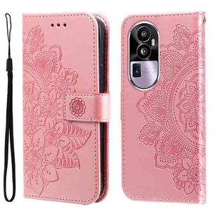 For OPPO Reno10 Pro+ 7-petal Flowers Embossing Leather Phone Case(Rose Gold)