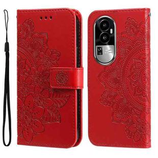 For OPPO Reno10 Pro 7-petal Flowers Embossing Leather Phone Case(Red)