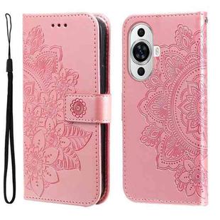 For Huawei nova 11 7-petal Flowers Embossing Leather Phone Case(Rose Gold)