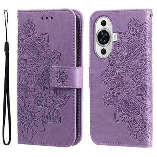 For Huawei nova 11 Pro 7-petal Flowers Embossing Leather Phone Case(Light Purple)