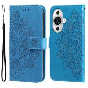 For Huawei nova 11 Pro 7-petal Flowers Embossing Leather Phone Case(Blue)
