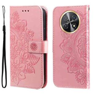 For Huawei Enjoy 60X 7-petal Flowers Embossing Leather Phone Case(Rose Gold)
