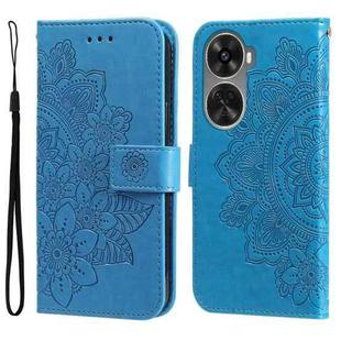 For Huawei nova 11 SE 7-petal Flowers Embossing Leather Phone Case(Blue)