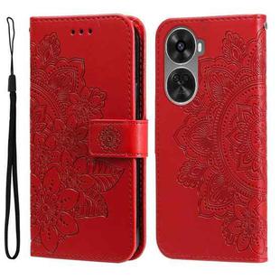 For Huawei nova 11 SE 7-petal Flowers Embossing Leather Phone Case(Red)