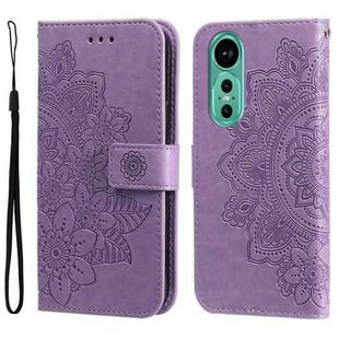 For Huawei nova 12 7-petal Flowers Embossing Leather Phone Case(Light Purple)