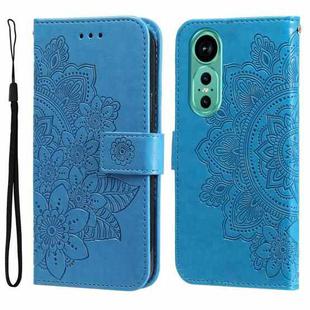 For Huawei nova 12 7-petal Flowers Embossing Leather Phone Case(Blue)