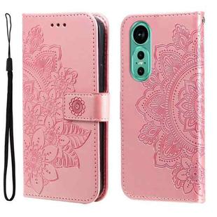 For Huawei nova 12 7-petal Flowers Embossing Leather Phone Case(Rose Gold)