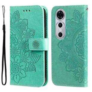 For Huawei nova 12 Pro 7-petal Flowers Embossing Leather Phone Case(Green)