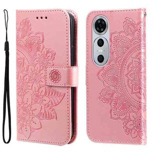 For Huawei nova 12 Pro 7-petal Flowers Embossing Leather Phone Case(Rose Gold)