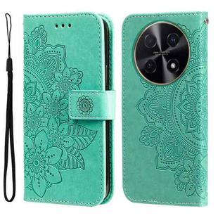 For Huawei Enjoy 70 Pro Seven-petal Flowers Embossing Leather Phone Case(Green)