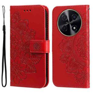 For Huawei Enjoy 70 Pro Seven-petal Flowers Embossing Leather Phone Case(Red)