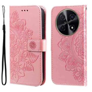 For Huawei Enjoy 70 Pro Seven-petal Flowers Embossing Leather Phone Case(Rose Gold)