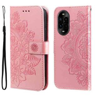 For Huawei nova 13 Pro Seven-petal Flowers Embossing Leather Phone Case(Rose Gold)