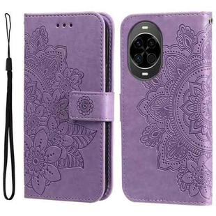 For Huawei nova 14 Seven-petal Flowers Embossing Leather Phone Case(Light Purple)