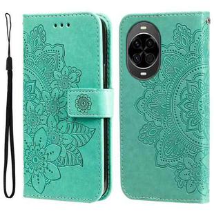 For Huawei nova 14 Seven-petal Flowers Embossing Leather Phone Case(Green)